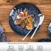image:imagevicrays Ceramic Dinner Plates Set  Porcelain 10 Inch Flat Steak Pasta Pizza Plate Home Party Restaurant Plate Scratch Resistant Microwave Oven and Dishwasher Safe Set of 6 BlueBlue