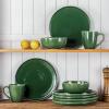 image:imagevicrays Ceramic Dinner Plates Set  Porcelain 10 Inch Flat Steak Pasta Pizza Plate Home Party Restaurant Plate Scratch Resistant Microwave Oven and Dishwasher Safe Set of 6 BlueGreen