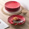 image:imagevicrays Ceramic Dinner Plates Set  Porcelain 10 Inch Flat Steak Pasta Pizza Plate Home Party Restaurant Plate Scratch Resistant Microwave Oven and Dishwasher Safe Set of 6 BlueScarlet Red