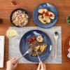 image:imagevicrays Ceramic Dinner Plates Set  Porcelain 10 Inch Flat Steak Pasta Pizza Plate Home Party Restaurant Plate Scratch Resistant Microwave Oven and Dishwasher Safe Set of 6 BlueShallow Blue