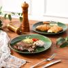 image:imagevicrays Ceramic Dinner Plates Set  Porcelain 10 Inch Flat Steak Pasta Pizza Plate Home Party Restaurant Plate Scratch Resistant Microwave Oven and Dishwasher Safe Set of 6 BlueShallow Green