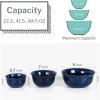 image:imagevicrays Ceramic Mixing Serving Bowl Set Nesting Stoneware Kitchen Decorative Large Bowls for Prepping Baking  Microwave Oven Dishwasher Safe  9757 inch Set of 3 BlueSet of 3