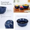 image:imagevicrays Ceramic Mixing Serving Bowl Set Nesting Stoneware Kitchen Decorative Large Bowls for Prepping Baking  Microwave Oven Dishwasher Safe  9757 inch Set of 3 BlueSet of 3