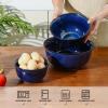 image:imagevicrays Ceramic Mixing Serving Bowl Set Nesting Stoneware Kitchen Decorative Large Bowls for Prepping Baking  Microwave Oven Dishwasher Safe  9757 inch Set of 3 BlueSet of 3