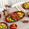 image:imagevicrays Serving Platter Ceramic Tray Plates Extra Large Oval 145 Inch Porcelain Dinner Plates Long Serving Dish Set Entertaining Party Restaurant Food Meat Sushi Fish Turkey PlatterCherry Red