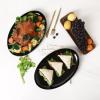 image:imagevicrays Serving Platter Ceramic Tray Plates Extra Large Oval 145 Inch Porcelain Dinner Plates Long Serving Dish Set Entertaining Party Restaurant Food Meat Sushi Fish Turkey PlatterBright Black