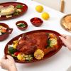 image:imagevicrays Serving Platter Ceramic Tray Plates Extra Large Oval 145 Inch Porcelain Dinner Plates Long Serving Dish Set Entertaining Party Restaurant Food Meat Sushi Fish Turkey PlatterCherry Red