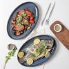 image:imagevicrays Serving Platter Ceramic Tray Plates Extra Large Oval 145 Inch Porcelain Dinner Plates Long Serving Dish Set Entertaining Party Restaurant Food Meat Sushi Fish Turkey PlatterBlue
