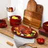 image:imagevicrays Serving Platter Ceramic Tray Plates Extra Large Oval 145 Inch Porcelain Dinner Plates Long Serving Dish Set Entertaining Party Restaurant Food Meat Sushi Fish Turkey PlatterCherry Red