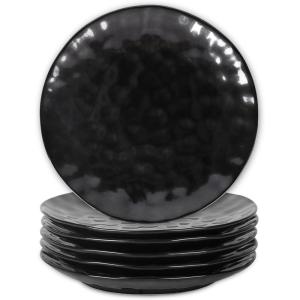image:imagevicrays Ceramic Dinner Plates Set  Porcelain 10 Inch Flat Steak Pasta Pizza Plate Home Party Restaurant Plate Scratch Resistant Microwave Oven and Dishwasher Safe Set of 6 BlueBright Black