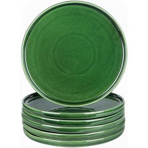 image:imagevicrays Ceramic Dinner Plates Set  Porcelain 10 Inch Flat Steak Pasta Pizza Plate Home Party Restaurant Plate Scratch Resistant Microwave Oven and Dishwasher Safe Set of 6 BlueGreen