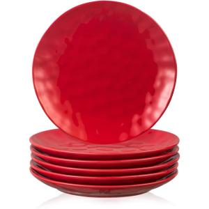 image:imagevicrays Ceramic Dinner Plates Set  Porcelain 10 Inch Flat Steak Pasta Pizza Plate Home Party Restaurant Plate Scratch Resistant Microwave Oven and Dishwasher Safe Set of 6 BlueScarlet Red