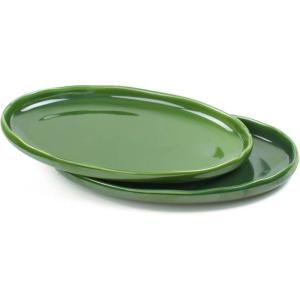 image:imagevicrays Serving Platter Ceramic Tray Plates Extra Large Oval 145 Inch Porcelain Dinner Plates Long Serving Dish Set Entertaining Party Restaurant Food Meat Sushi Fish Turkey PlatterGreen