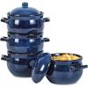 image:imagevicrays French Onion Soup Bowls with Lids and Handles 18 Ounce for Soup Beef Stew Chili Chip Resistant Dishwasher Microwave Safe Set of 4 BlueBlue