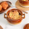 image:imagevicrays French Onion Soup Bowls with Lids and Handles 18 Ounce for Soup Beef Stew Chili Chip Resistant Dishwasher Microwave Safe Set of 4 BlueBrown