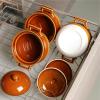 image:imagevicrays French Onion Soup Bowls with Lids and Handles 18 Ounce for Soup Beef Stew Chili Chip Resistant Dishwasher Microwave Safe Set of 4 BlueBrown