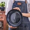 image:imagevicrays Large Salad Pasta Serving Bowls Ceramic Wide Shallow Bowls Set 47 Ounces Big Dinner Plates Bowls Porcelain 10 Inch Low Flat Design Blue Soup Bowl Microwave Dishwasher SafeBlue