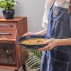 image:imagevicrays Large Salad Pasta Serving Bowls Ceramic Wide Shallow Bowls Set 47 Ounces Big Dinner Plates Bowls Porcelain 10 Inch Low Flat Design Blue Soup Bowl Microwave Dishwasher SafeBlue