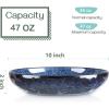 image:imagevicrays Large Salad Pasta Serving Bowls Ceramic Wide Shallow Bowls Set 47 Ounces Big Dinner Plates Bowls Porcelain 10 Inch Low Flat Design Blue Soup Bowl Microwave Dishwasher SafeBlue