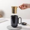 image:imagevicrays Ceramic Tea Mug Infuser  Large Cup 16 oz Hot Loose Steeping Handle Teacup with Leaf Infuser Spoon Lid  Tall Glazed Strainer Coffee Mug Microwave Safe  GreenBlue