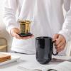 image:imagevicrays Ceramic Tea Mug Infuser  Large Cup 16 oz Hot Loose Steeping Handle Teacup with Leaf Infuser Spoon Lid  Tall Glazed Strainer Coffee Mug Microwave Safe  GreenBlue
