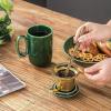 image:imagevicrays Ceramic Tea Mug Infuser  Large Cup 16 oz Hot Loose Steeping Handle Teacup with Leaf Infuser Spoon Lid  Tall Glazed Strainer Coffee Mug Microwave Safe  GreenGreen