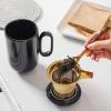 image:imagevicrays Ceramic Tea Mug Infuser  Large Cup 16 oz Hot Loose Steeping Handle Teacup with Leaf Infuser Spoon Lid  Tall Glazed Strainer Coffee Mug Microwave Safe  GreenBlue
