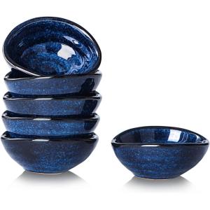 image:imagevicrays Ceramic Dipping Sauce Bowls  Small Charcuterie Dip Cups Cooking Prep Condiment Oil Dish Mini Tapas Plates for Soy Sushi Salsas Wasabi Appetizer Dessert  Set of 6 GreenBlue