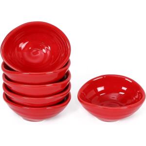 image:imagevicrays Ceramic Dipping Sauce Bowls  Small Charcuterie Dip Cups Cooking Prep Condiment Oil Dish Mini Tapas Plates for Soy Sushi Salsas Wasabi Appetizer Dessert  Set of 6 GreenRed