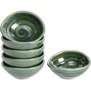 image:imagevicrays Ceramic Dipping Sauce Bowls  Small Charcuterie Dip Cups Cooking Prep Condiment Oil Dish Mini Tapas Plates for Soy Sushi Salsas Wasabi Appetizer Dessert  Set of 6 GreenGreen