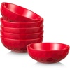 image:imagevicrays Ceramic Salad Bowls Set for Kitchen Serving  32 Ounce Soup Bowls Pasta Bowls Chip Resistant Dishwasher Microwave Safe Large Fluted stoneware Set of 6 BeigeScarlet Red