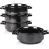 image:imagevicrays Ceramic Soup Bowls with Handles 24 Oz Porcelain Soup Crocks for French Onion Soup Cereal Beef Stew Chill Pasta Pot Pies Microwave and Oven Safe Set of 4 BlueBright Black