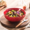image:imagevicrays Ceramic Salad Bowls Set for Kitchen Serving  32 Ounce Soup Bowls Pasta Bowls Chip Resistant Dishwasher Microwave Safe Large Fluted stoneware Set of 6 BeigeScarlet Red