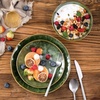 image:imagevicrays Ceramic Salad Bowls Set for Kitchen Serving  32 Ounce Soup Bowls Pasta Bowls Chip Resistant Dishwasher Microwave Safe Large Fluted stoneware Set of 6 BeigeGreen