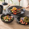 image:imagevicrays Ceramic Salad Bowls Set for Kitchen Serving  32 Ounce Soup Bowls Pasta Bowls Chip Resistant Dishwasher Microwave Safe Large Fluted stoneware Set of 6 BeigeBright Black