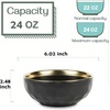 image:imagevicrays Ceramic Salad Bowls Set for Kitchen Serving  32 Ounce Soup Bowls Pasta Bowls Chip Resistant Dishwasher Microwave Safe Large Fluted stoneware Set of 6 BeigeBlack with Golden