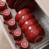image:imagevicrays Ceramic Salad Bowls Set for Kitchen Serving  32 Ounce Soup Bowls Pasta Bowls Chip Resistant Dishwasher Microwave Safe Large Fluted stoneware Set of 6 BeigeCherry Red
