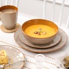 image:imagevicrays Ceramic Salad Bowls Set for Kitchen Serving  32 Ounce Soup Bowls Pasta Bowls Chip Resistant Dishwasher Microwave Safe Large Fluted stoneware Set of 6 BeigeBeige