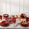 image:imagevicrays Ceramic Salad Bowls Set for Kitchen Serving  32 Ounce Soup Bowls Pasta Bowls Chip Resistant Dishwasher Microwave Safe Large Fluted stoneware Set of 6 BeigeCherry Red