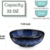 image:imagevicrays Ceramic Salad Bowls Set for Kitchen Serving  32 Ounce Soup Bowls Pasta Bowls Chip Resistant Dishwasher Microwave Safe Large Fluted stoneware Set of 6 BeigeBlue