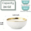 image:imagevicrays Ceramic Salad Bowls Set for Kitchen Serving  32 Ounce Soup Bowls Pasta Bowls Chip Resistant Dishwasher Microwave Safe Large Fluted stoneware Set of 6 BeigeWhite with Golden