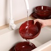 image:imagevicrays Ceramic Salad Bowls Set for Kitchen Serving  32 Ounce Soup Bowls Pasta Bowls Chip Resistant Dishwasher Microwave Safe Large Fluted stoneware Set of 6 BeigeCherry Red