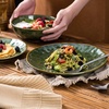 image:imagevicrays Ceramic Salad Bowls Set for Kitchen Serving  32 Ounce Soup Bowls Pasta Bowls Chip Resistant Dishwasher Microwave Safe Large Fluted stoneware Set of 6 BeigeGreen