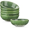 image:imagevicrays Ceramic Salad Bowls Set for Kitchen Serving  32 Ounce Soup Bowls Pasta Bowls Chip Resistant Dishwasher Microwave Safe Large Fluted stoneware Set of 6 BeigeGreen