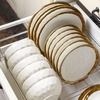 image:imagevicrays Ceramic Salad Bowls Set for Kitchen Serving  32 Ounce Soup Bowls Pasta Bowls Chip Resistant Dishwasher Microwave Safe Large Fluted stoneware Set of 6 BeigeWhite with Golden