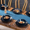 image:imagevicrays Ceramic Salad Bowls Set for Kitchen Serving  32 Ounce Soup Bowls Pasta Bowls Chip Resistant Dishwasher Microwave Safe Large Fluted stoneware Set of 6 BeigeBlue