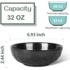 image:imagevicrays Ceramic Salad Bowls Set for Kitchen Serving  32 Ounce Soup Bowls Pasta Bowls Chip Resistant Dishwasher Microwave Safe Large Fluted stoneware Set of 6 BeigeBright Black