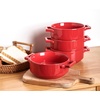 image:imagevicrays Ceramic Soup Bowls with Handles 24 Oz Porcelain Soup Crocks for French Onion Soup Cereal Beef Stew Chill Pasta Pot Pies Microwave and Oven Safe Set of 4 BlueScarlet Red