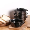 image:imagevicrays Ceramic Soup Bowls with Handles 24 Oz Porcelain Soup Crocks for French Onion Soup Cereal Beef Stew Chill Pasta Pot Pies Microwave and Oven Safe Set of 4 BlueBright Black