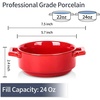 image:imagevicrays Ceramic Soup Bowls with Handles 24 Oz Porcelain Soup Crocks for French Onion Soup Cereal Beef Stew Chill Pasta Pot Pies Microwave and Oven Safe Set of 4 BlueScarlet Red